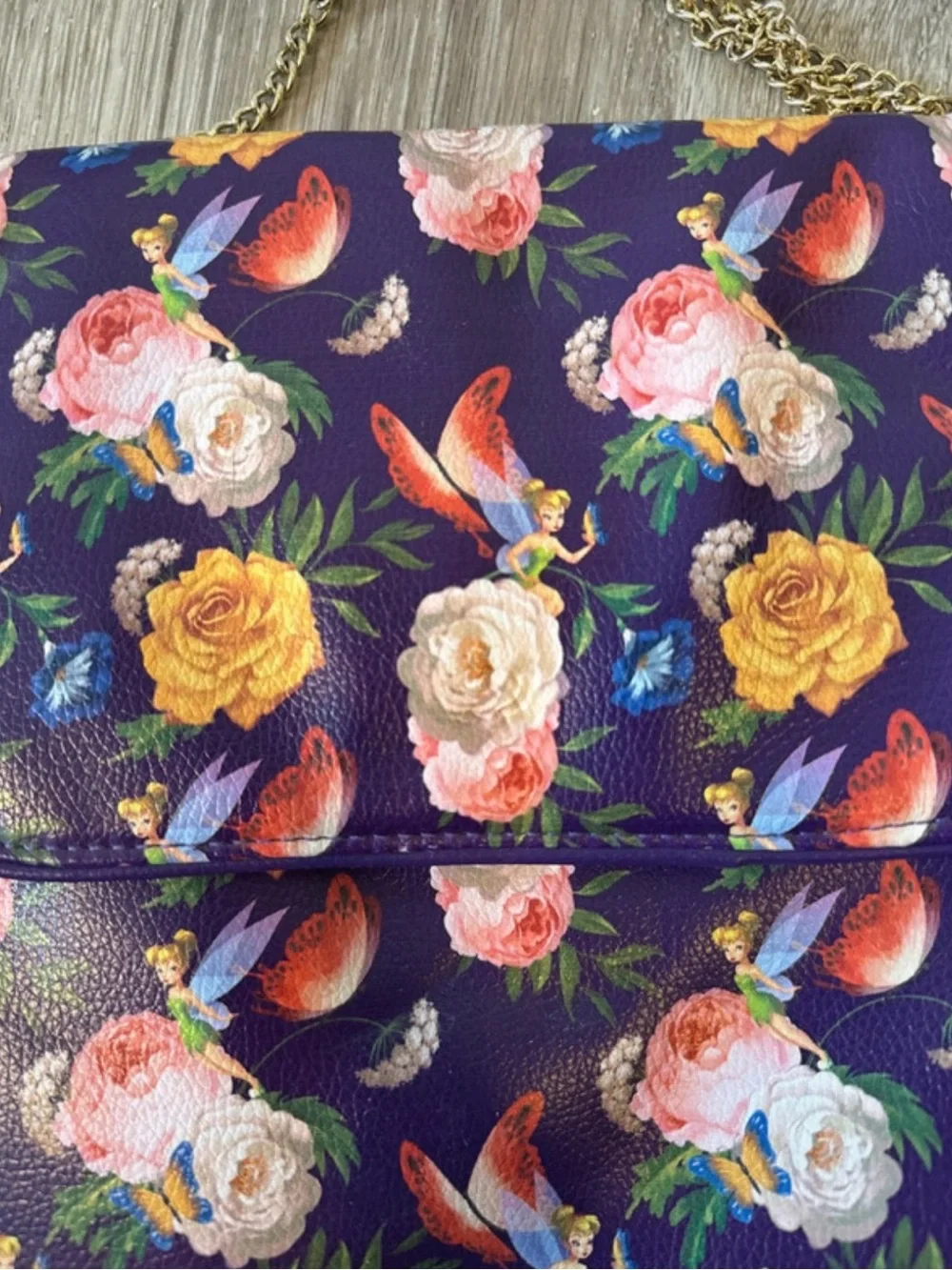 Disney Purple Floral Crossbody with Gold Chain